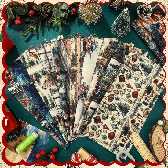 20 Pcs Vintage Christmas Quilting Fabric Squares - 10''x10'' {3}
