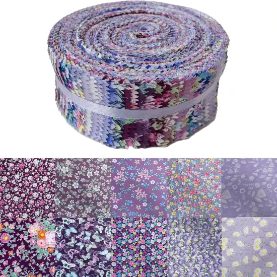 40 Pre-Cut Jelly Roll Cotton Fabric Strips - 10 Assorted Floral Prints (2.5 x 44 Inch) {3}