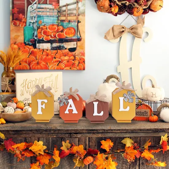 Pumpkin Wood Sign Table Fall Decorations {5}