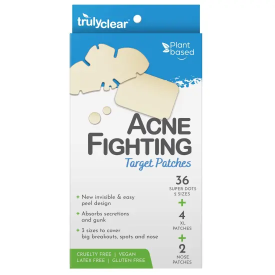 Truly Clear: Hydrocolloid Acne Fighting Target Patches - 42ct - 4 Dot & Cover Sizes, Zit-Blemish, Face-Body, Vegan Skincare, Overnight Spot Treatment {1}