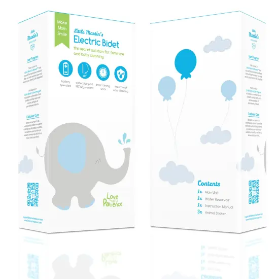 Little Martin's: Portable Electric Travel Bidet - Blue -Water Cleanser Tool, Baby-Adult-Senior-Mothers-Pregnancy, 2 Pressure Mode, Rotating Spray Head {3}