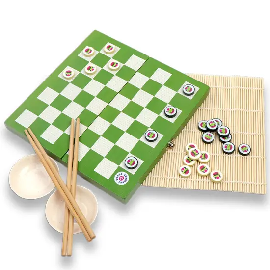 Project Genius: Sushi Checkers - Game & Sushi Making Set, Folding Bamboo Game Board, 24 Checkers & Chopsticks Set, Adults & Kids Ages 8+, 2 Players {7}