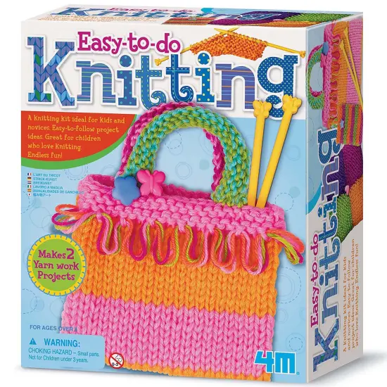 4M: Easy-To-Do: Knitting - DIY Craft Kit, Learn 2 Yarn Work Projects, Skill Building All-In-1 Set, Tools & Colorful Yarn, Beginners & Kids Ages 8+ {1}