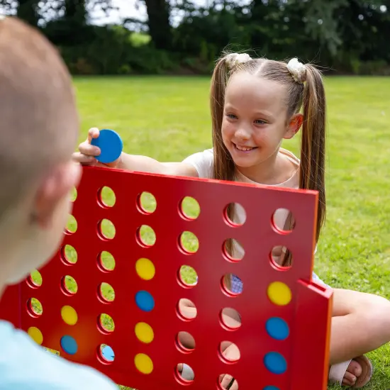 Grasshopper Games: Giant 4-In-A-Row - Classic Connecting Game, Wood Set, Indoor-Outdoor Play, Travel Bag, Party-Table-Backyard Activity, Family Age 3+ {5}