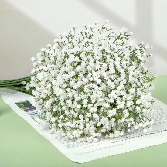 Babys Breath Artificial Flowers, 18 Pcs White Fake Baby Breath Flowers Artificial Bulk Real Touch Faux Gypsophila Bouquets for Wedding Floral Arrangement Party Home Decoration {3}
