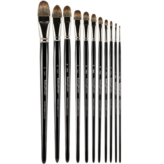 Creative Mark Hamburg Premiere Professional Oil Painting Brushes - Filbert #2 Oil Paint Brush - Handmade in Germany, Natural & Synthetic Hair Blend, Long Triple-Lacquered Birch Handle {4}