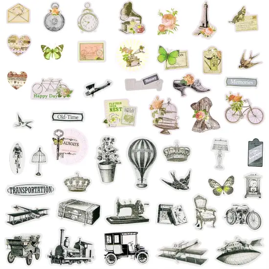 50PCS Stamp Stickers Ephemera Aesthetic Scrapbook Stickers {4}