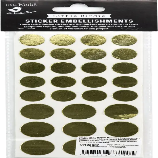 Little Birdie Sticker Sheet 29/Pkg-Golden Dots {3}