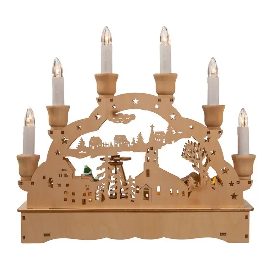 Kurt Adler 10.25-Inch Wooden LED Light-Up Musical/Motion Christmas Village {3}