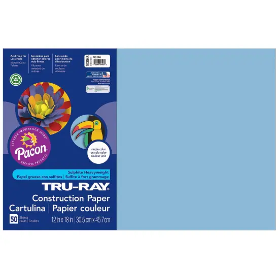 Construction Paper, Sky Blue, 12" x 18", 50 Sheets {1}