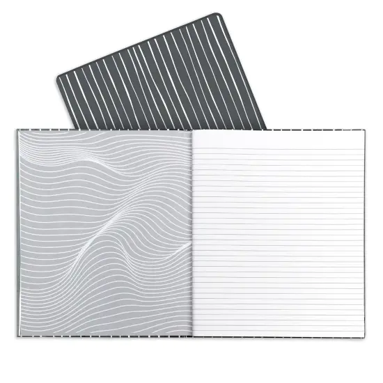 Professional Hardbound Notebook, 96 Page, College Ruled, 8-1/2" x 10-7/8", Charcoal & White Stripes {1}