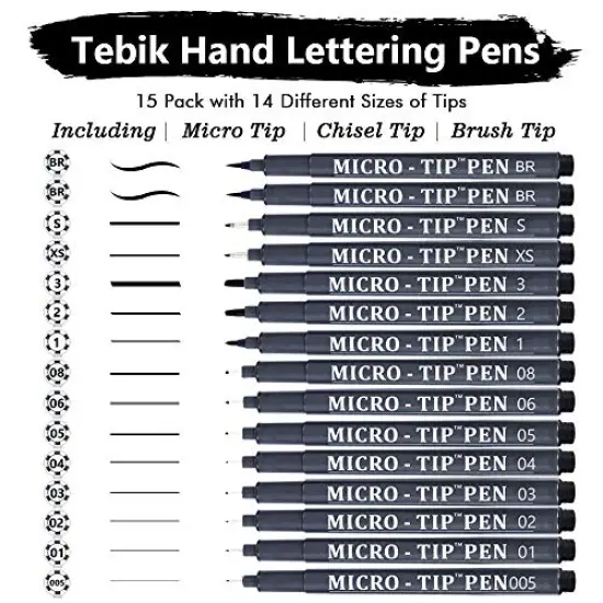 Hand Lettering Brush Pens - 15 Pack Calligraphy Markers for Beginners, Ideal for Writing, Journaling, Drawing, Signature, and School Office Supplies {1}