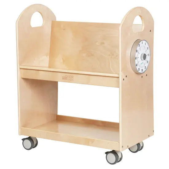 Mobile Book Cart with Countdown Timer, Classroom Bookshelf Natural {7}
