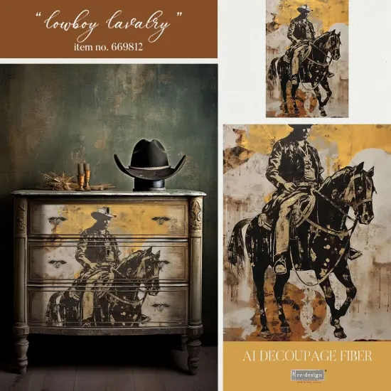 Prima Re-Design A1 Decoupage Fiber-Cowboy Cavalry {3}