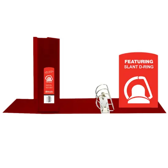 Slant D Ring View Binder with 2 Pockets, 2", Burgundy {1}