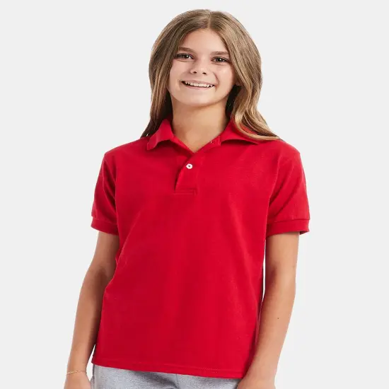 Hanes&reg; Youth Ecosmart Jersey Polo Maroon {7}