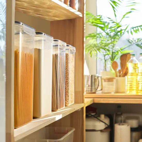 Sorbus 4 Pack Airtight Cereal Dispenser Canister Set with Lids - Easy Pour, Stackable, Store Dry Food, Rice Pasta and more {4}