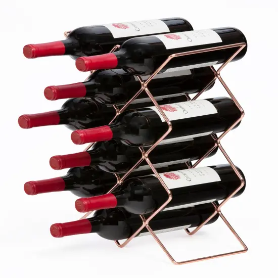 Mango Steam Modern Hexagon 10-Bottle Metal Wine Rack Rose-gold {2}
