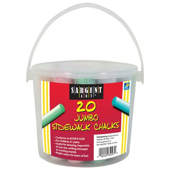 Jumbo Sidewalk Chalk Bucket, Assorted Colors, 20 Pieces {1}
