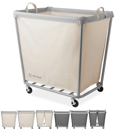 Dryser Commercial Heavy-Duty Rolling Laundry Hamper, Steel Frame Cart on Wheels with Removable Canvas Bin for Hotel or Home {7}