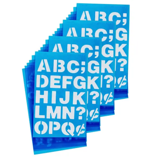 LetterCraft Reusable Plastic Stencils, Full Alphabet & Numbers, Helvetica Bold Font, 3/4-Inch, 6 Per Pack, 4 Packs {1}