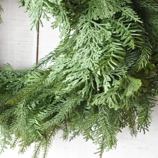 26" Faux Mixed Greenery Wreath {2}