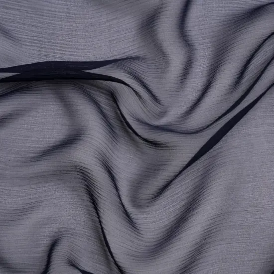 1 Yard Navy Crinkled Silk Chiffon Fabric Sheer Lightweight Ideal for Luxury Fashion, 43 Inches Wide {1}