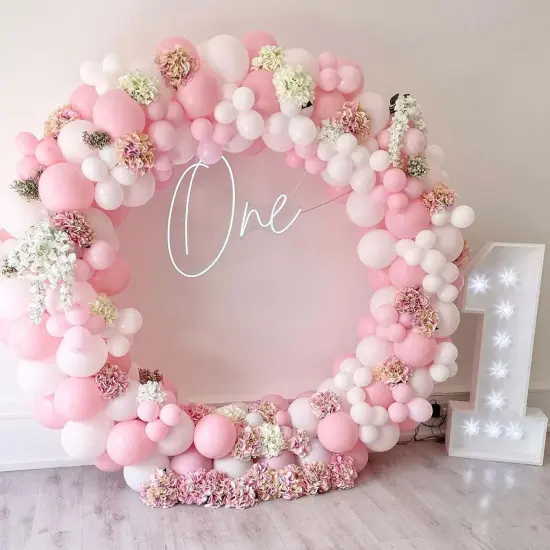 60PCS Pink and White Balloons(pink white) {3}
