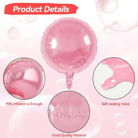 20PCS 18 Inch Round Foil Balloon(Pink Cream White) {2}