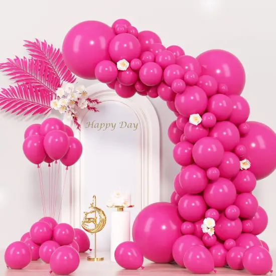 130pcs Hot Pink Balloons (09 Hot Pink) {1}