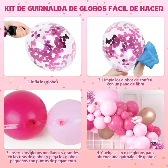 131PCS Pink Balloons Arch Kit ( Hot Pink) {5}