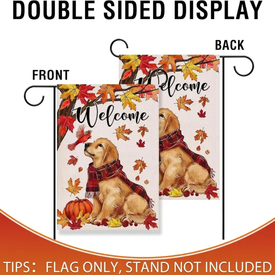 Welcome Fall Golden Retriever Dog Garden Flag 12 x 18(Dog) {3}