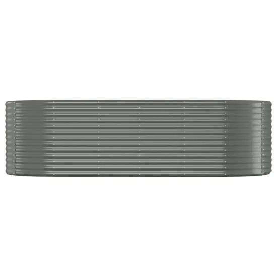 vidaXL Garden Raised Bed Powder-coated Steel 98"x39.4"x26.8" Gray {3}