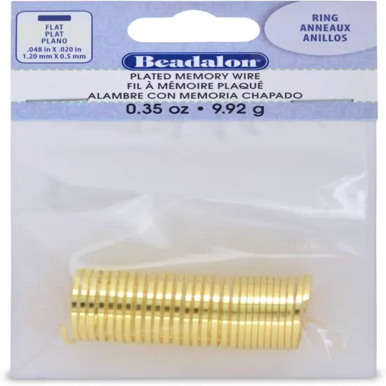 Beadalon Flat Ring Memory Wire for Beading, 0.35-Ounce, Gold {1}