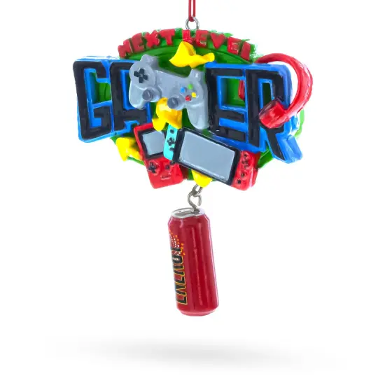 Next Level Gamer with Energy Drink Resin Christmas Ornament {3}