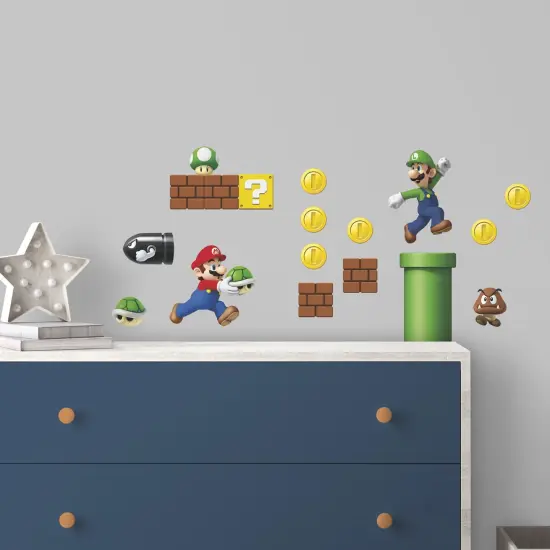 RoomMates RMK2351SCS Nintendo New Super Mario Bros Build a Scene Peel and Stick Wall Decals, Multicolored {6}