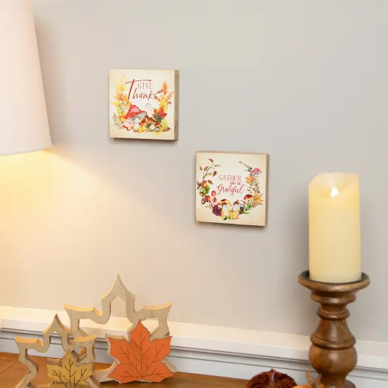 Northlight Give Thanks and Be Grateful Fall Harvest Signs - 4.75" - Set of 2 Multi {4}