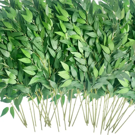 40pcs Artificial Italian Ruscus Greenery Stems -Faux Green Leaf Garland Silk Greenery Leaves for DIY Wedding Arch Bouquet Filler Table Centerpieces Home Indoor Decor (Green-40 Pcs) {1}