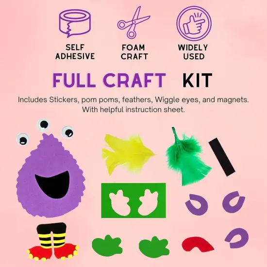 4E&rsquo;s Novelty Halloween Crafts for Kids 4-Pack &ndash; Bulk Silly Monster Foam Sticker Kits with Magnets, Peel & Stick, Mess-Free DIY Halloween Crafts for Toddlers, Kids 3-12, Classroom & Party Fall Activities {3}