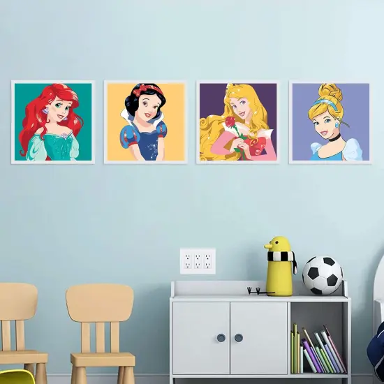 4 Pack Framed Paint by Number for Kids Ages 4-8,Easy Cartoon Character Acrylic Paint by Number for Kids On Canvas,Oil Painting Paint by Number Kits Gifts for Girls (8x8 Inch). {3}