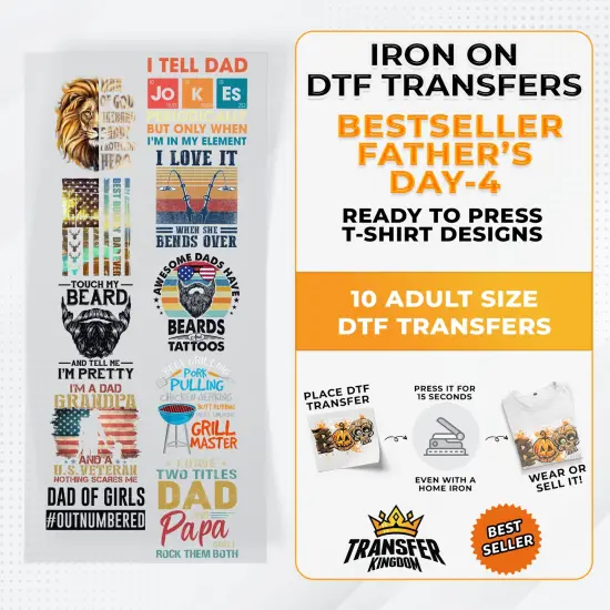 Best Seller Father's Day T-shirt Designs Premade DTF Gangsheet - DTF Bundle 4 {1}
