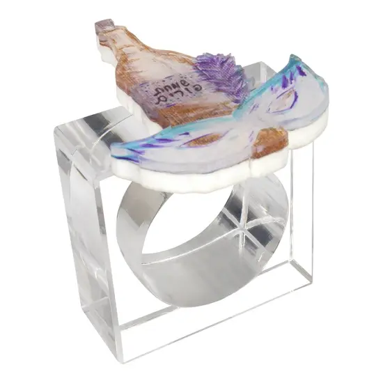 Lucite Yom Tov Napkin Ring Set {5}