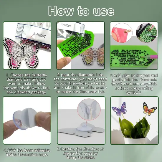 8 Pcs Butterfly Diamond Art Kits for Adults, Diamond Painting Kits for Outdoor Decor, Garden Porch Balcony Yard Decorations Arts and Crafts for Outside {3}