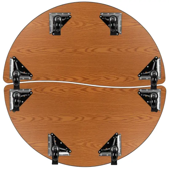 Emma and Oliver 2 Piece Mobile 47.5" Circle Collaborative Grey Adjustable Activity Table Set {6}