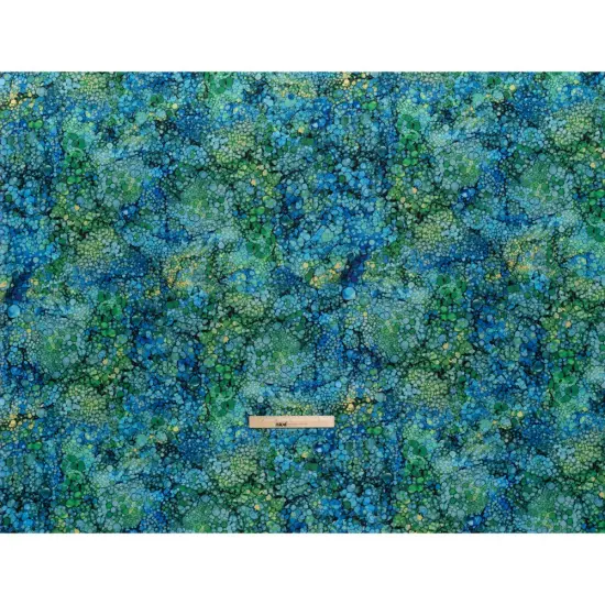 1 Yard Northcott Peacock Bubbles Cotton Fabric Vibrant Blue Green Quilting 43 Inches Width {3}