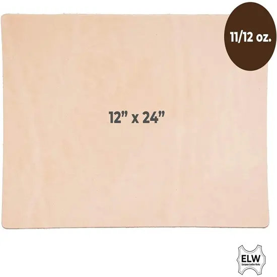 Import Tooling Craft Leather Thick Heavy Weight 11/12 oz | Pre-Cut 12"x24" | Vegetable Tanned | Full Grain | Crafts, Tooling, Hobby Workshop, Repair {1}