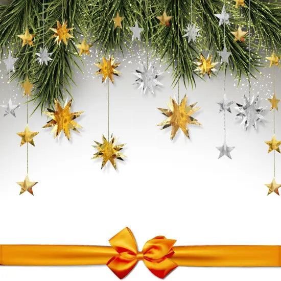 Gold Party Decorations Star Garlands Streamer Gold 3D Stars Metallic Paper {4}