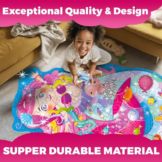 2x3 FT Glitter Giant Floor Puzzles for Kids | Mermaid {4}