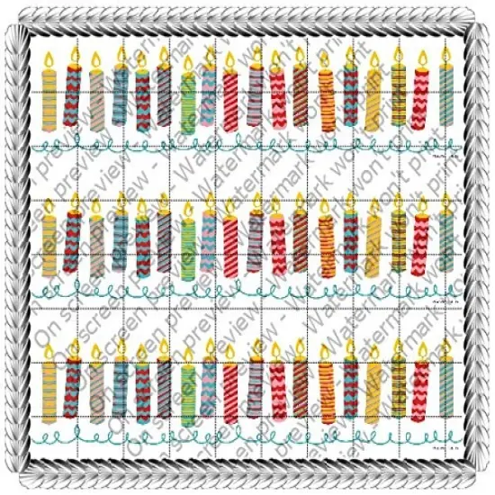 Birthday Candles Licensed Image Birthday - Designer Strips - Edible Icing Sheet Side Strips - D585 {1}