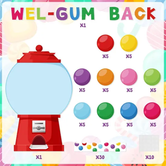 105Pcs Back to School Gumball Machine WEL-Gum Cutouts {3}